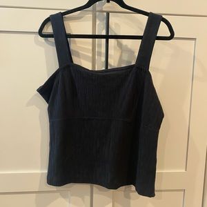 Anthropologie knit black square neck tank top with side button detail